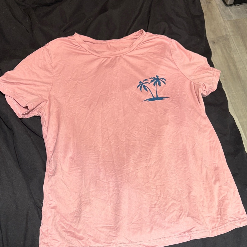Pink T-Shirt with Palm Tree Design